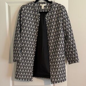 H&M Black and White Geometric Women's Blazer